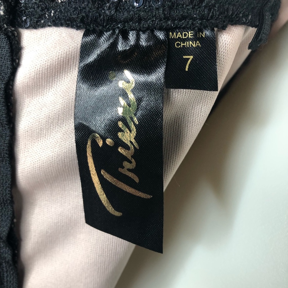 Trixxi black & nude sequin striped long dress sz 7 - Picture 5 of 13